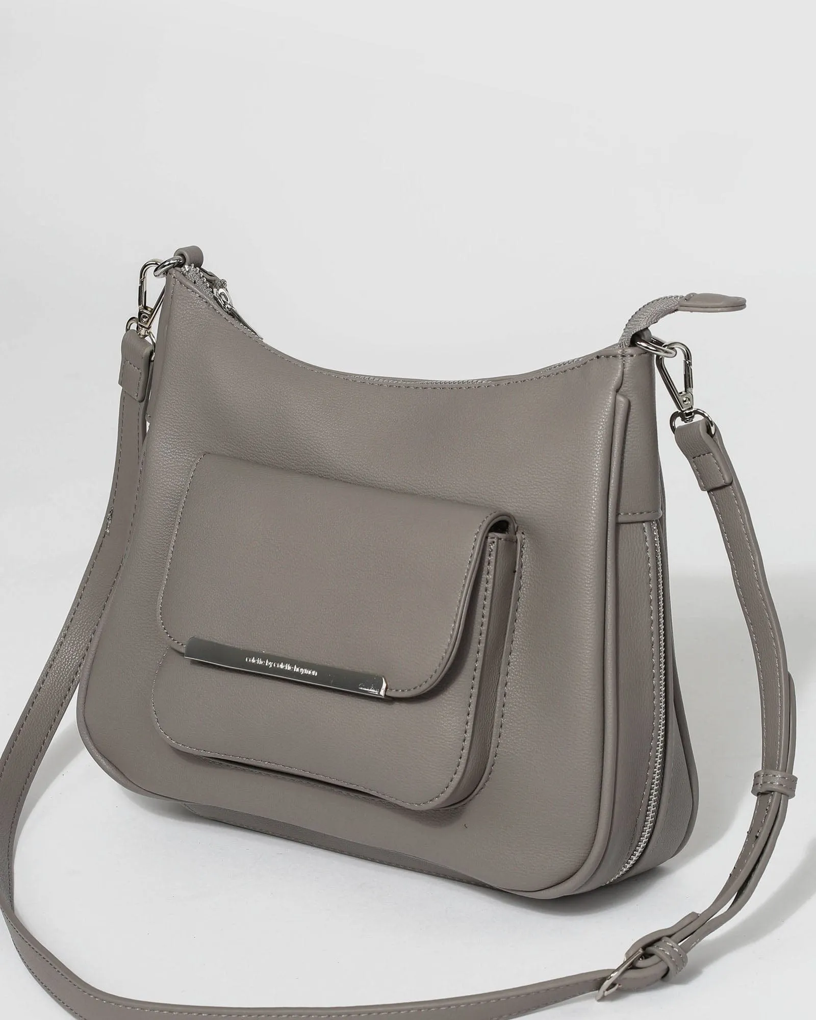 Grey Gina Zip Crossbody Bag