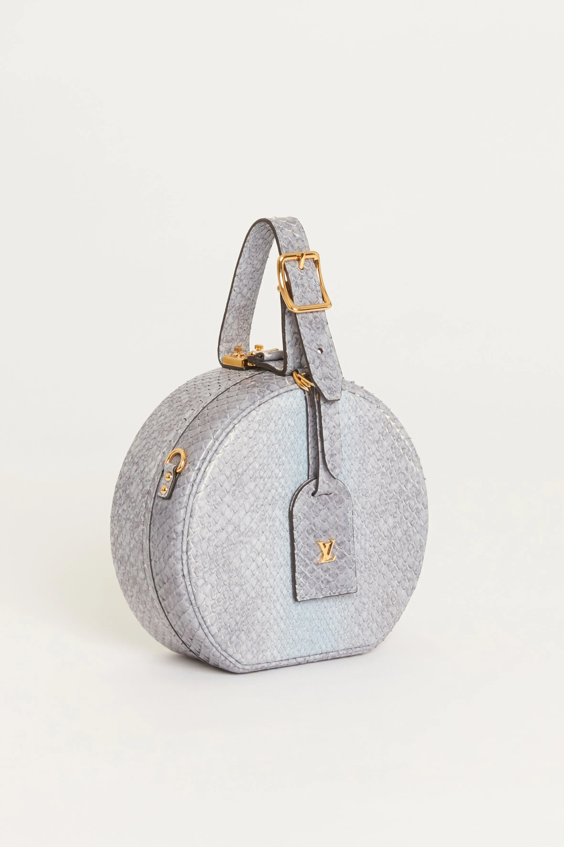 Grey Python Petite Boite Preloved Round Trunk Bag
