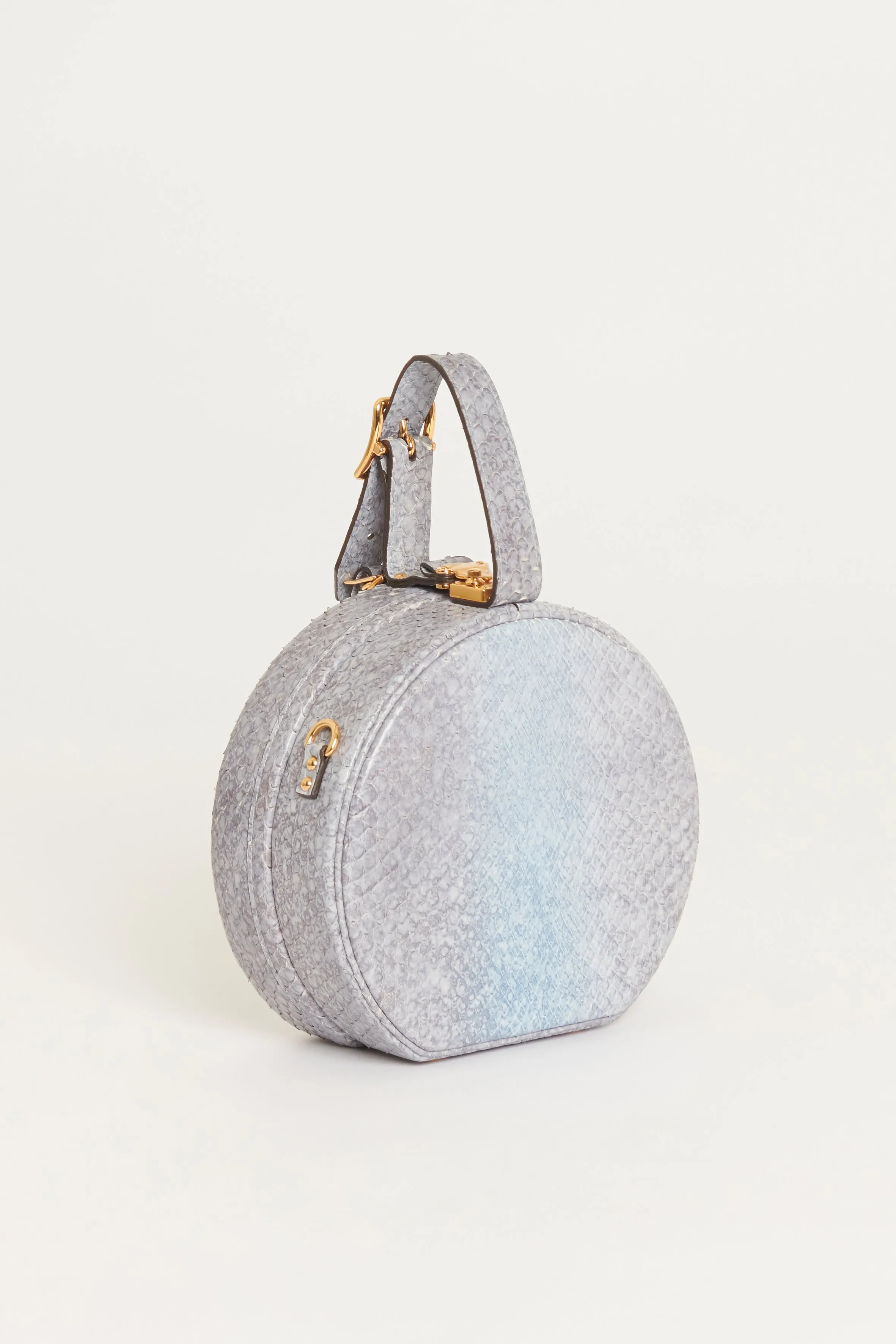 Grey Python Petite Boite Preloved Round Trunk Bag