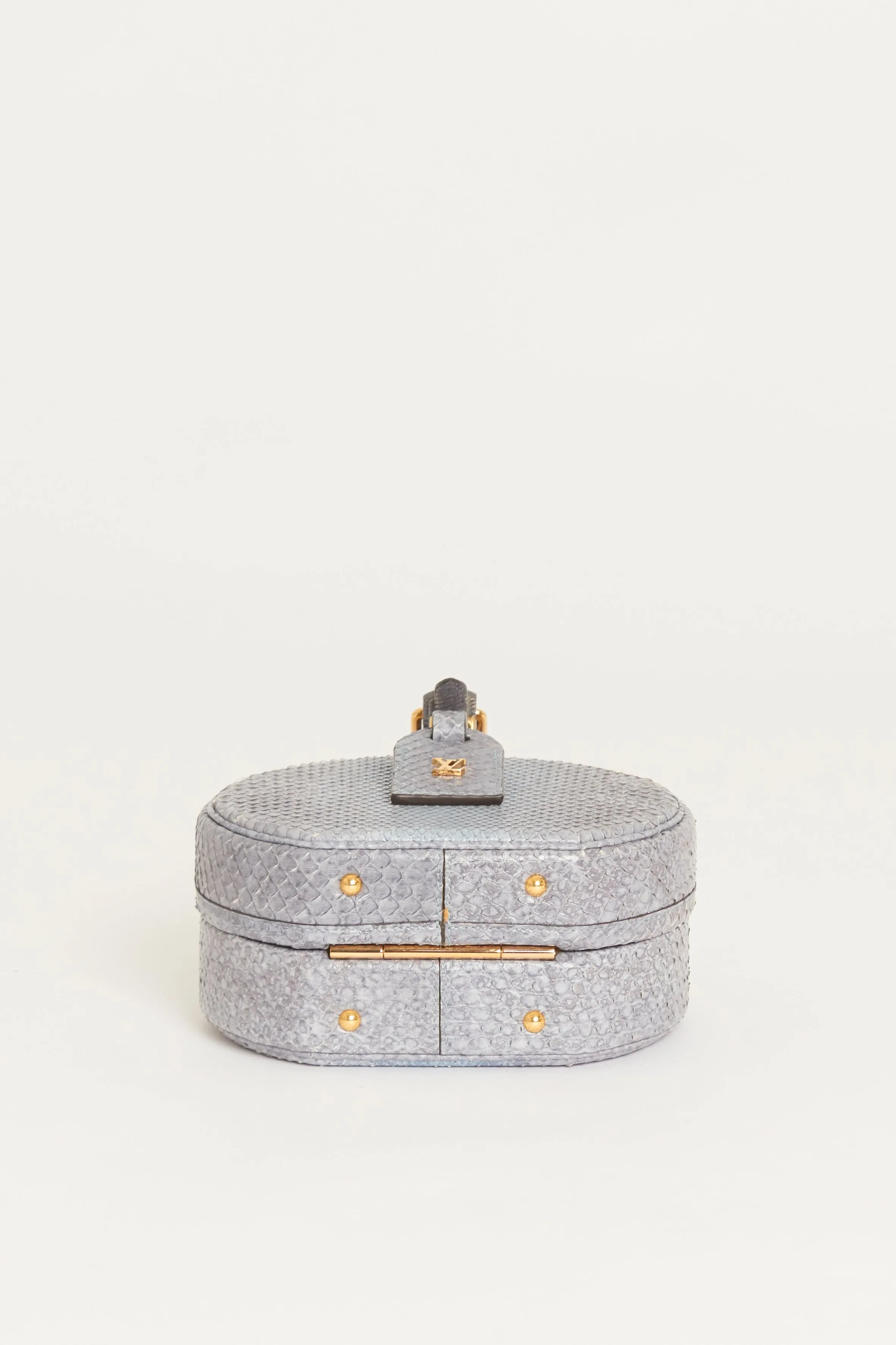 Grey Python Petite Boite Preloved Round Trunk Bag