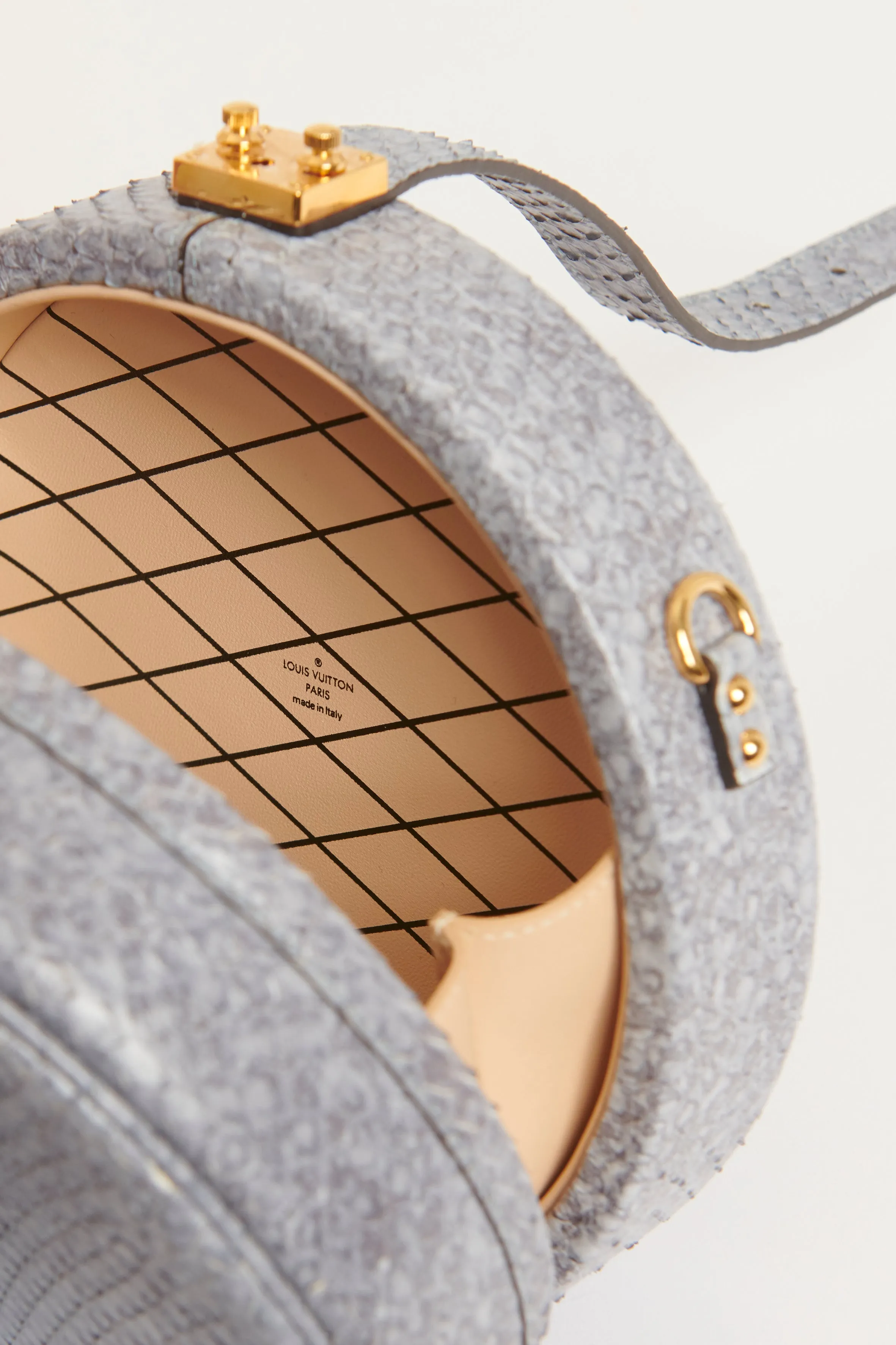 Grey Python Petite Boite Preloved Round Trunk Bag