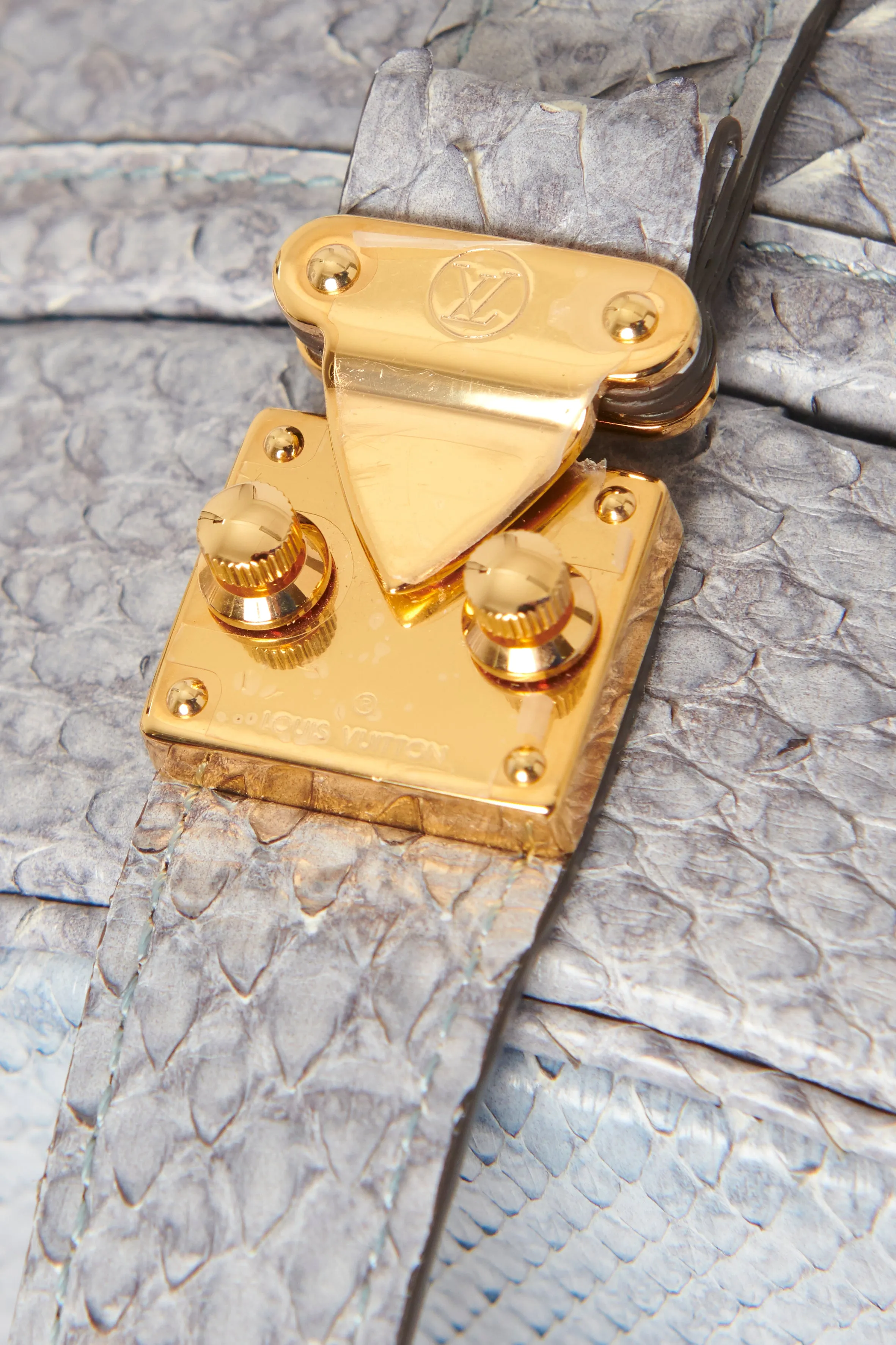 Grey Python Petite Boite Preloved Round Trunk Bag