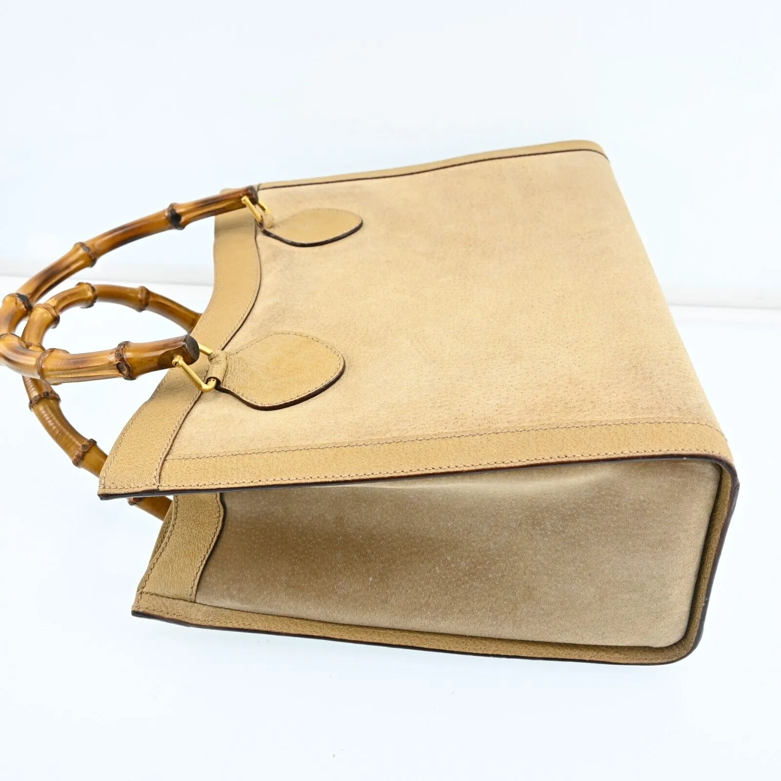 Gucci Bamboo Hand Bag Suade Leather