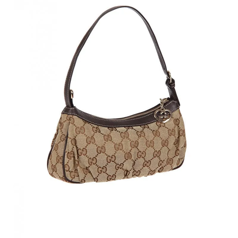Gucci Beige & ebony GG canvas heart G bag