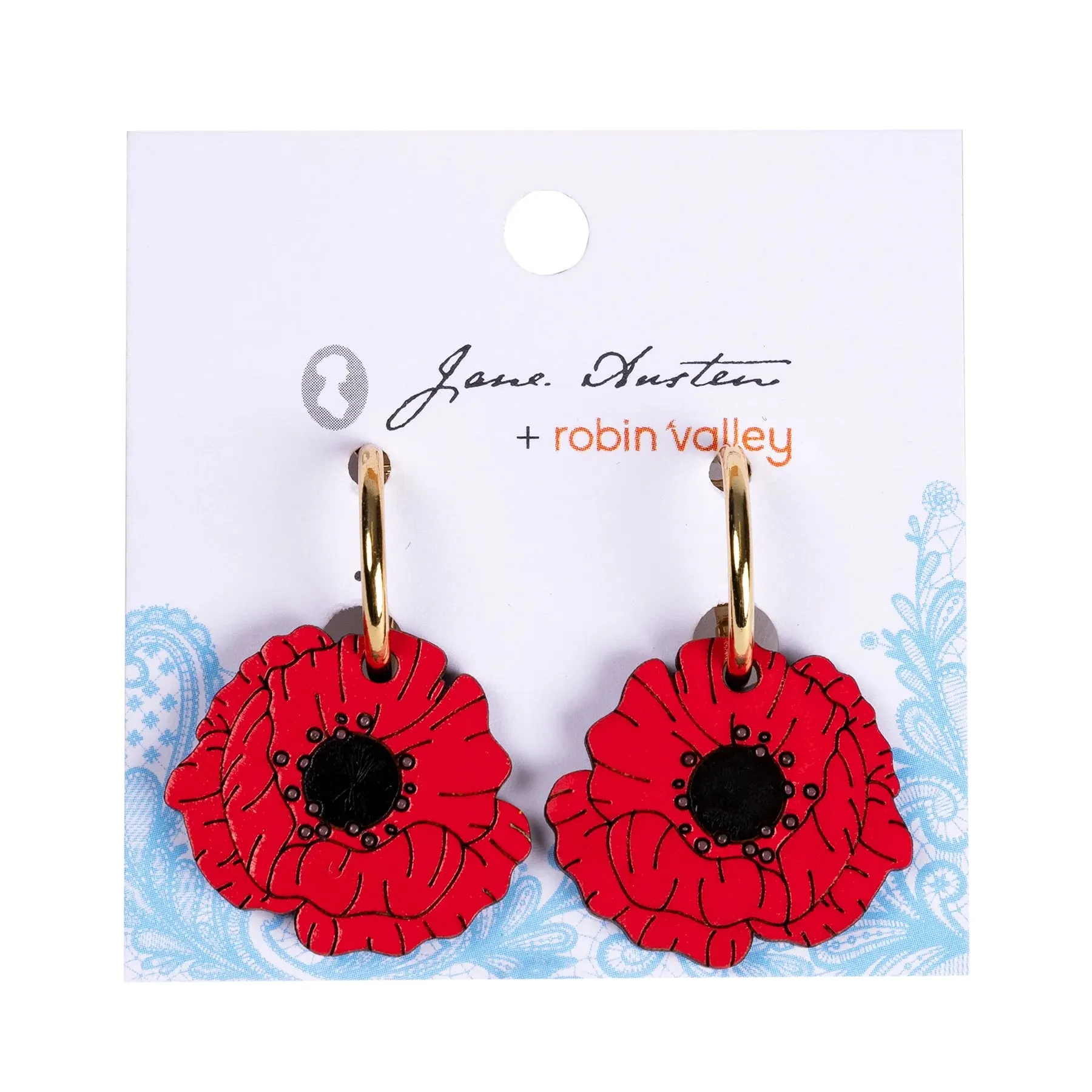 Hand-painted Poppy Flower Earrings