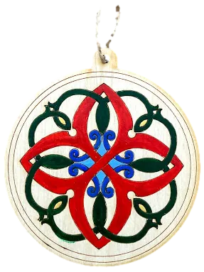 Hand-Painted Wooden Ornaments "Rosette Series"
