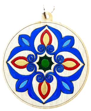 Hand-Painted Wooden Ornaments "Rosette Series"