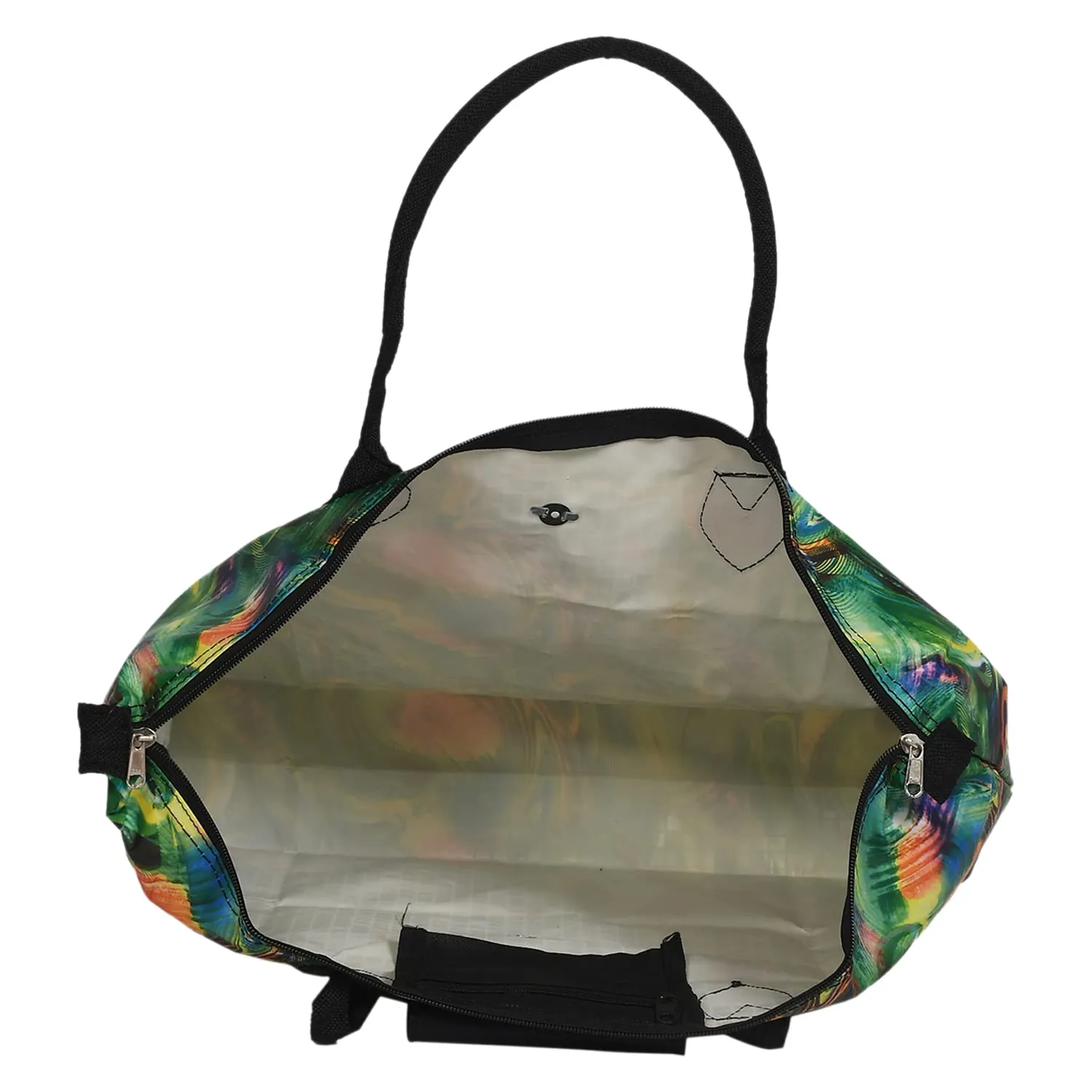 Heart Home Designer Rexine Shopping Bags/Grocery Bag for Carry Grocery, Fruits, Vegetable with Handles Pack of 2 (Assorted) 54HH4024.
