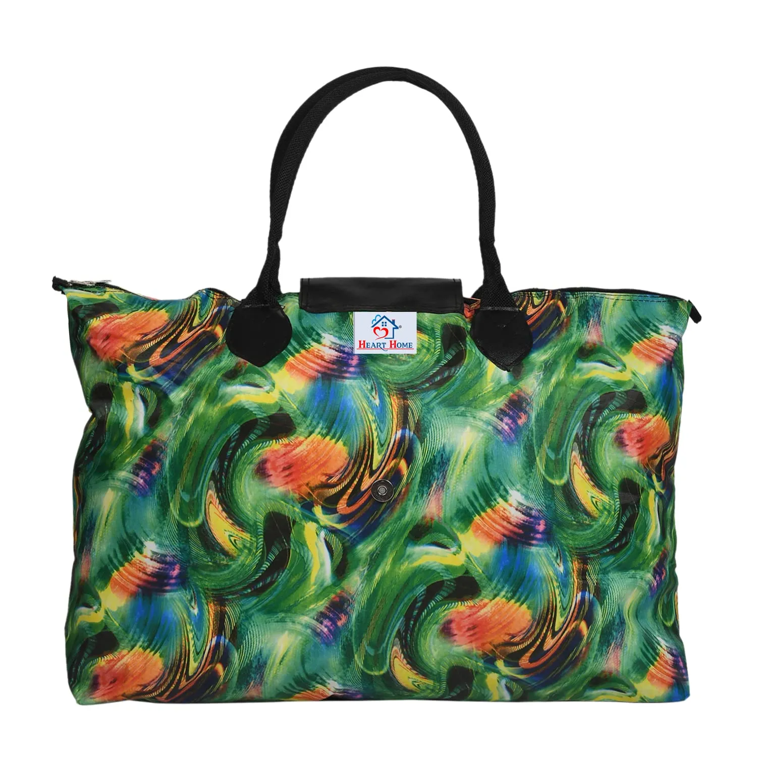 Heart Home Designer Rexine Shopping Bags/Grocery Bag for Carry Grocery, Fruits, Vegetable with Handles Pack of 2 (Assorted) 54HH4024.