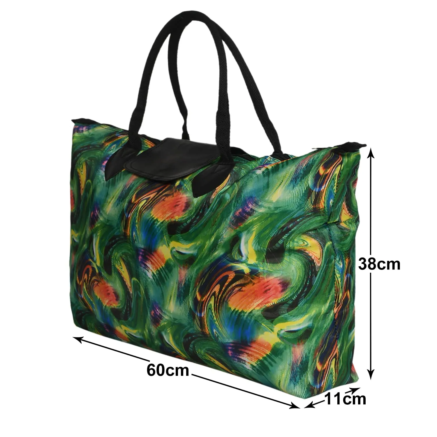 Heart Home Designer Rexine Shopping Bags/Grocery Bag for Carry Grocery, Fruits, Vegetable with Handles Pack of 2 (Assorted) 54HH4024.