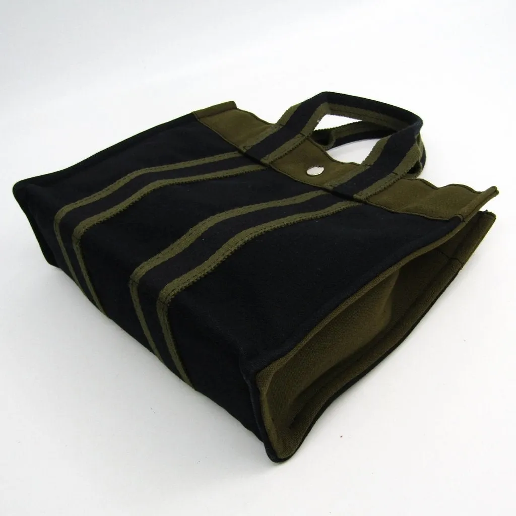 Hermes Black Khaki Canvas Fourre Tout PM Tote (SHA11219)