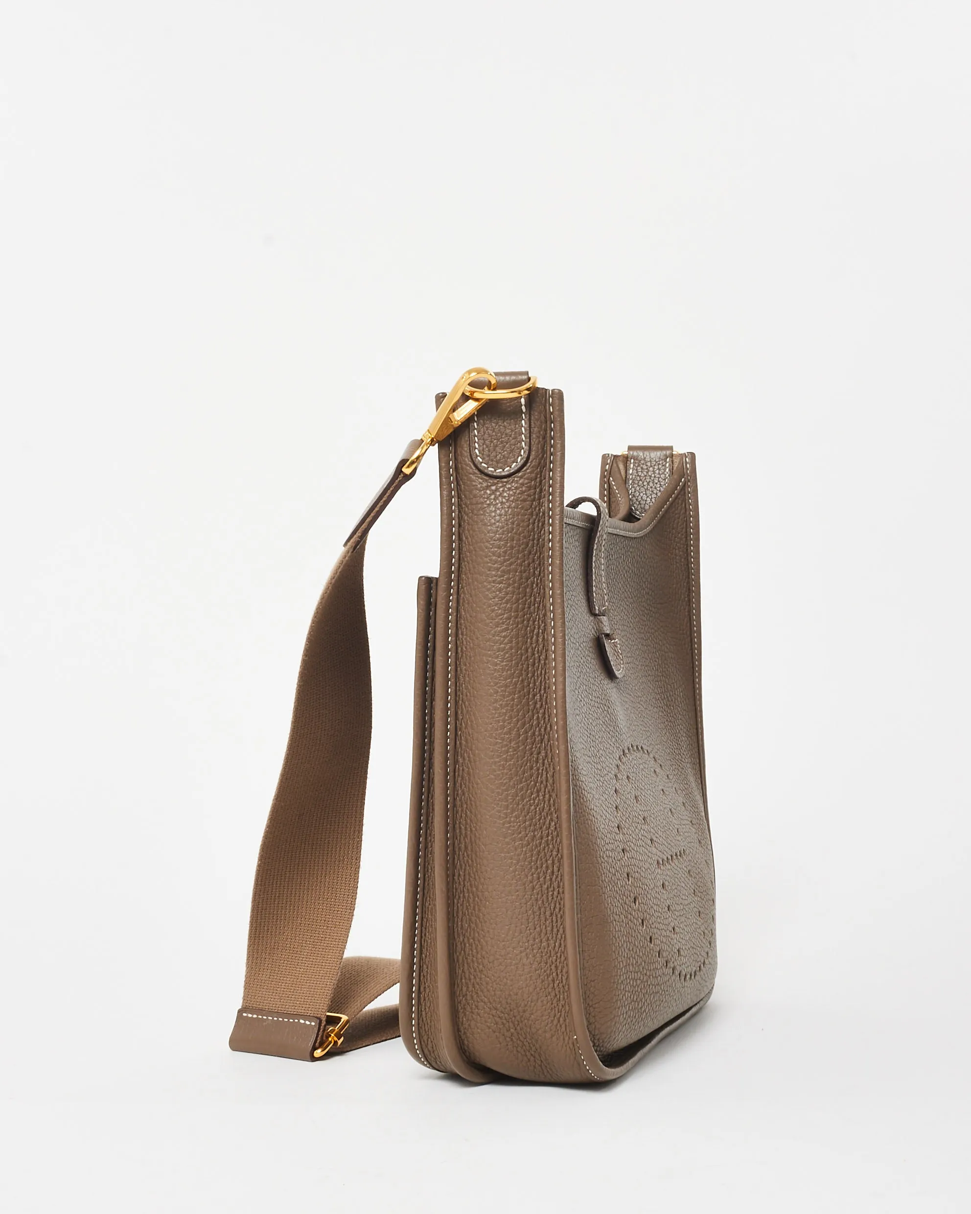 Hermès Étoupe Clemence Leather Evelyne III Bag