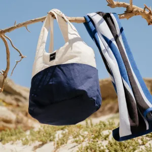 Home.Life Canvas Lined Tote Bag - Natural/Navy
