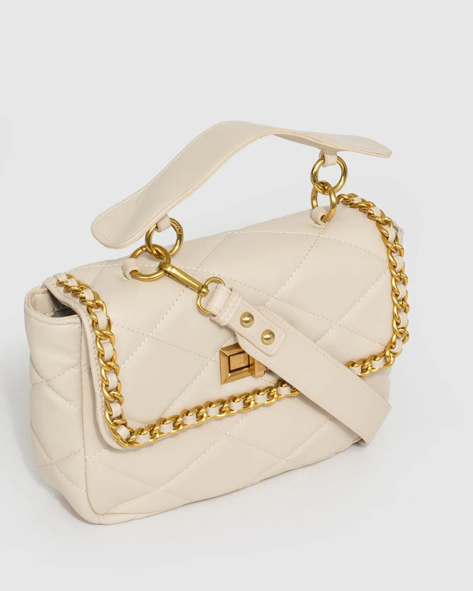 Ivory Yolanda Quilted Crossbody Bag
