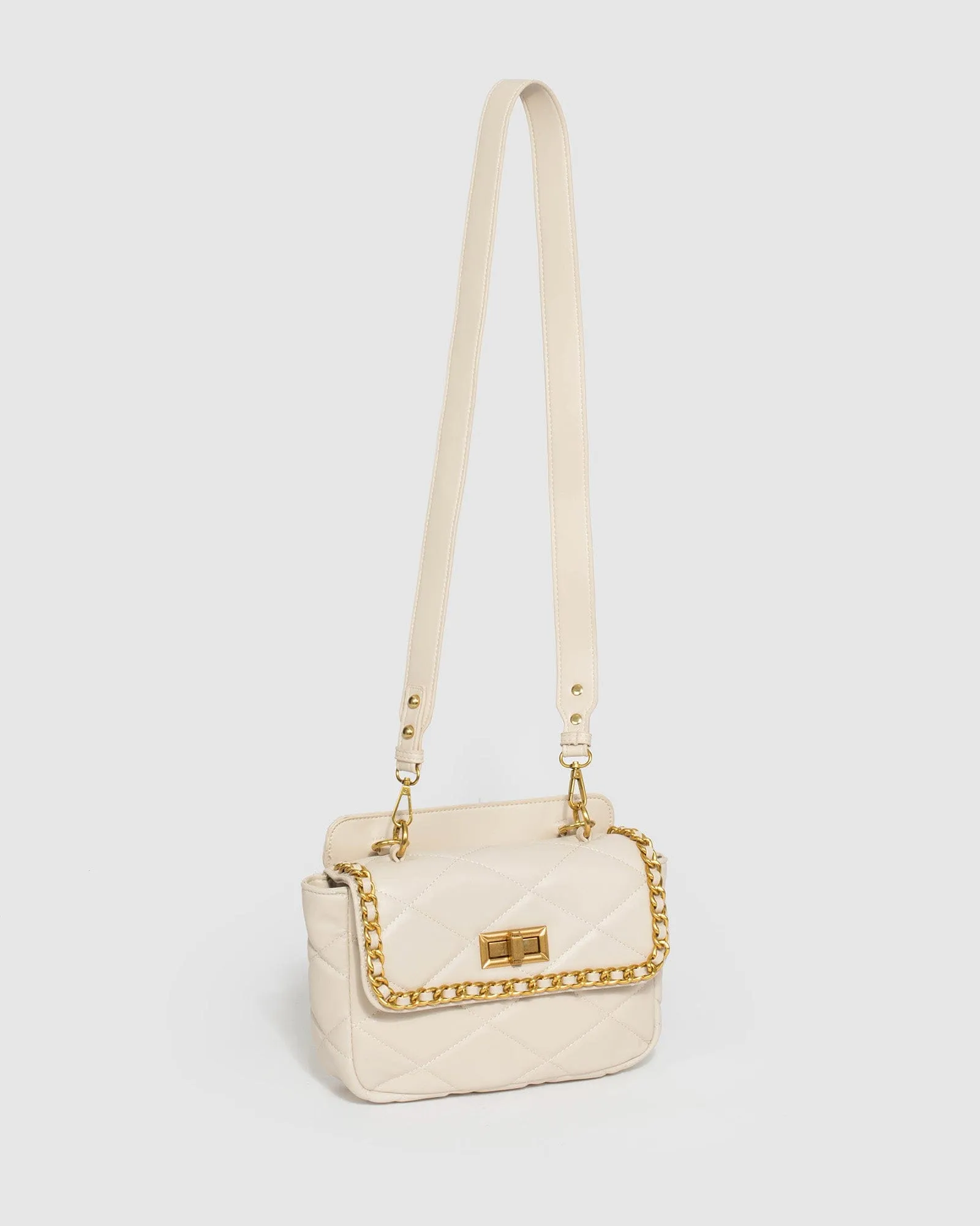 Ivory Yolanda Quilted Crossbody Bag
