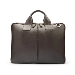 Kingston Leather 13” Laptop Briefcase - Brown With Silver