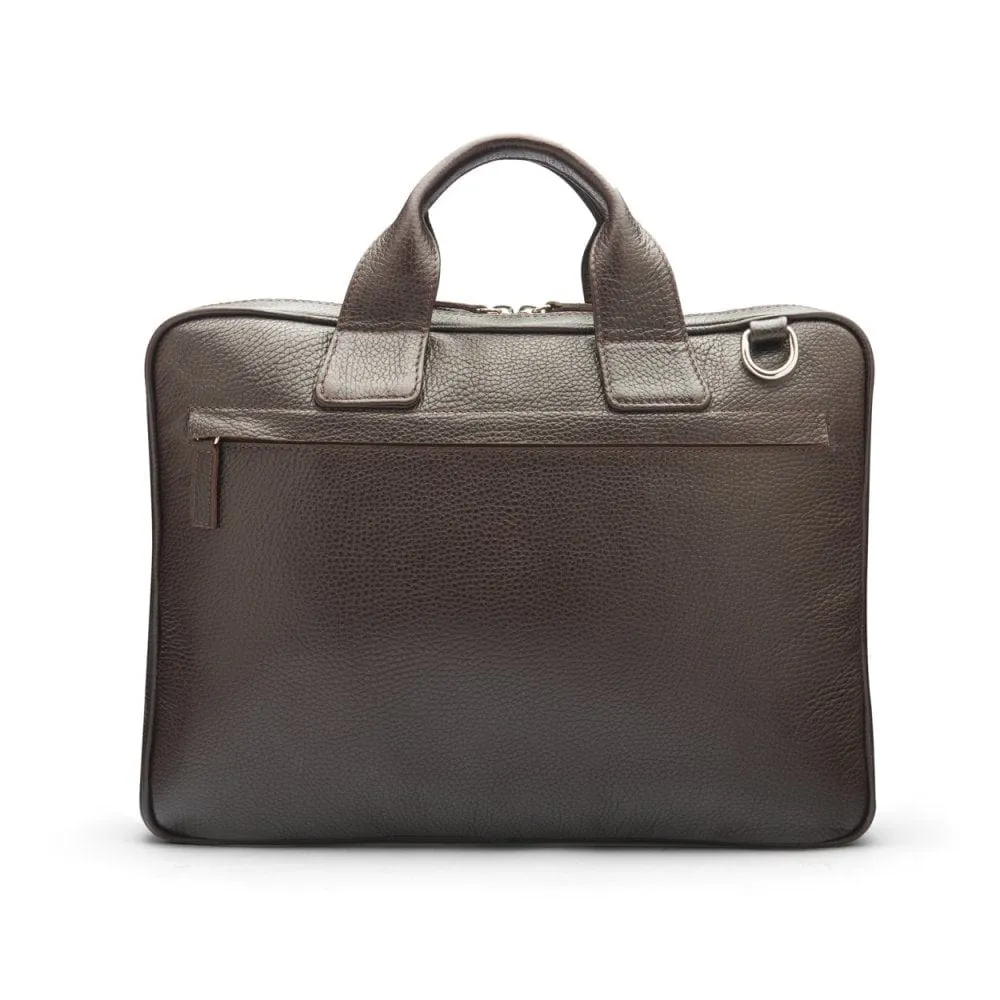 Kingston Leather 13” Laptop Briefcase - Brown With Silver