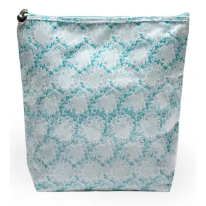 Large Cosmetic Bag in Trellis Aqua