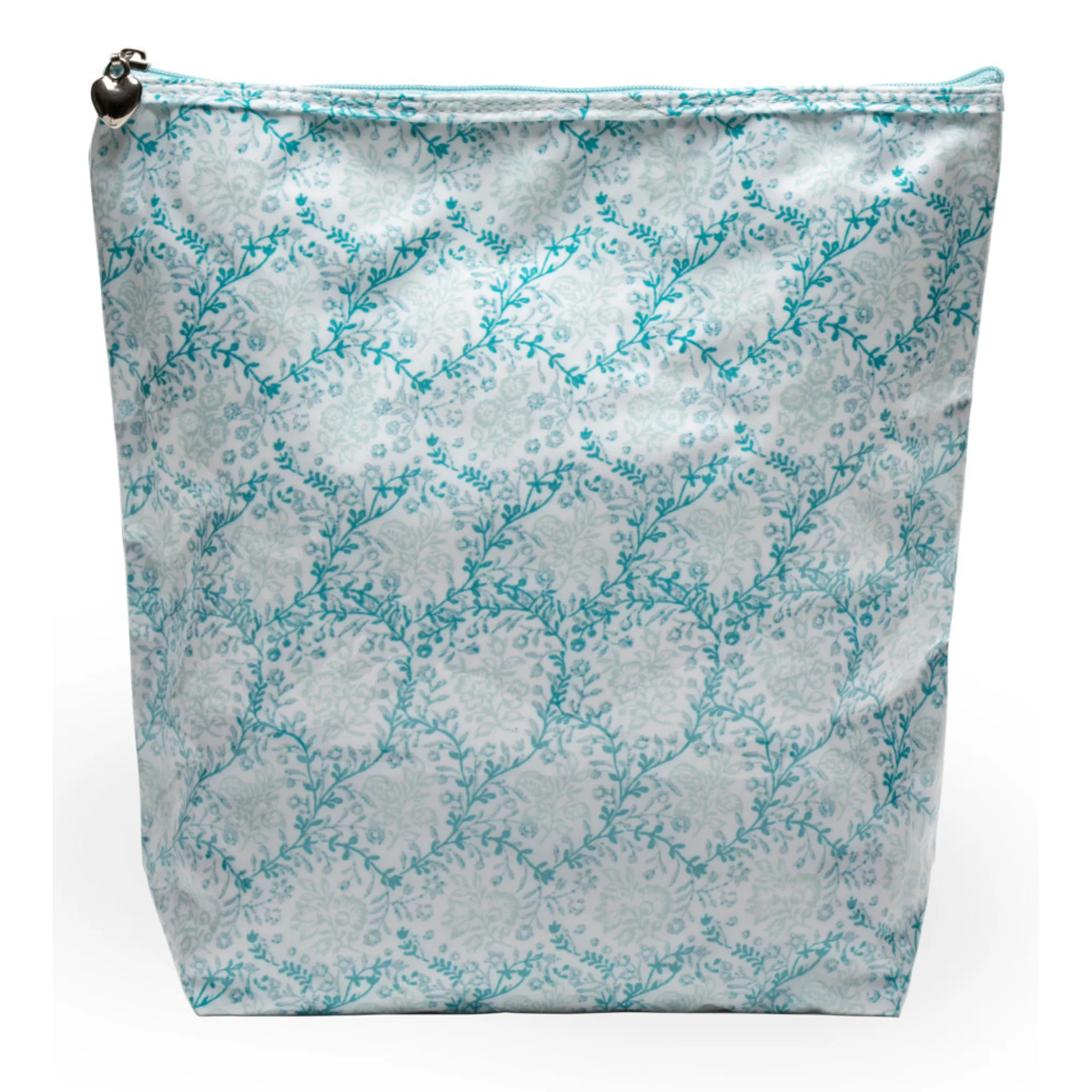 Large Cosmetic Bag in Trellis Aqua