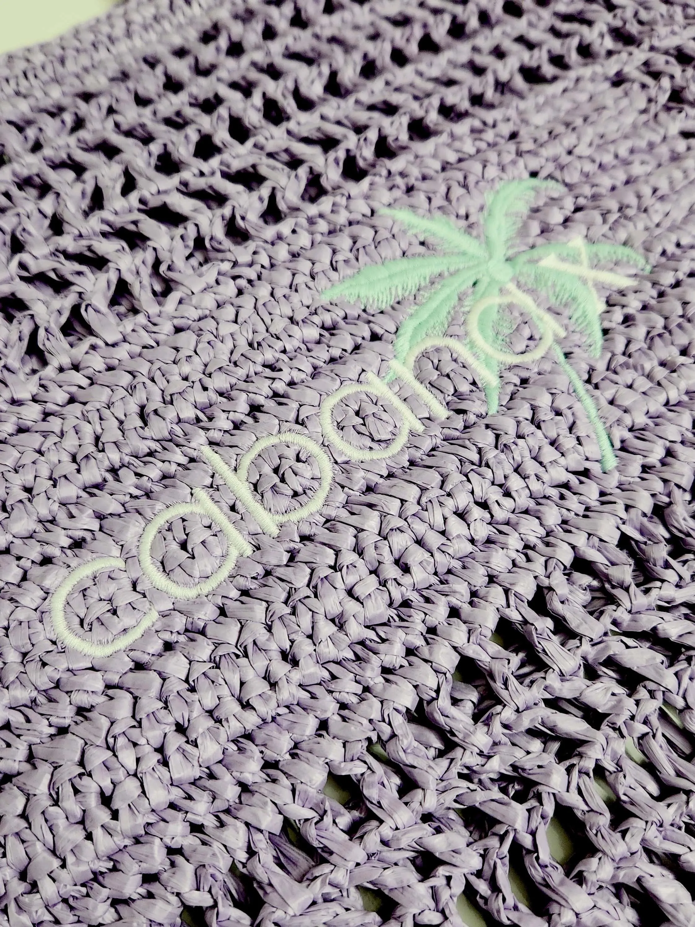 Lavender Cabana Embroidered Crochet Tote Beach Bag