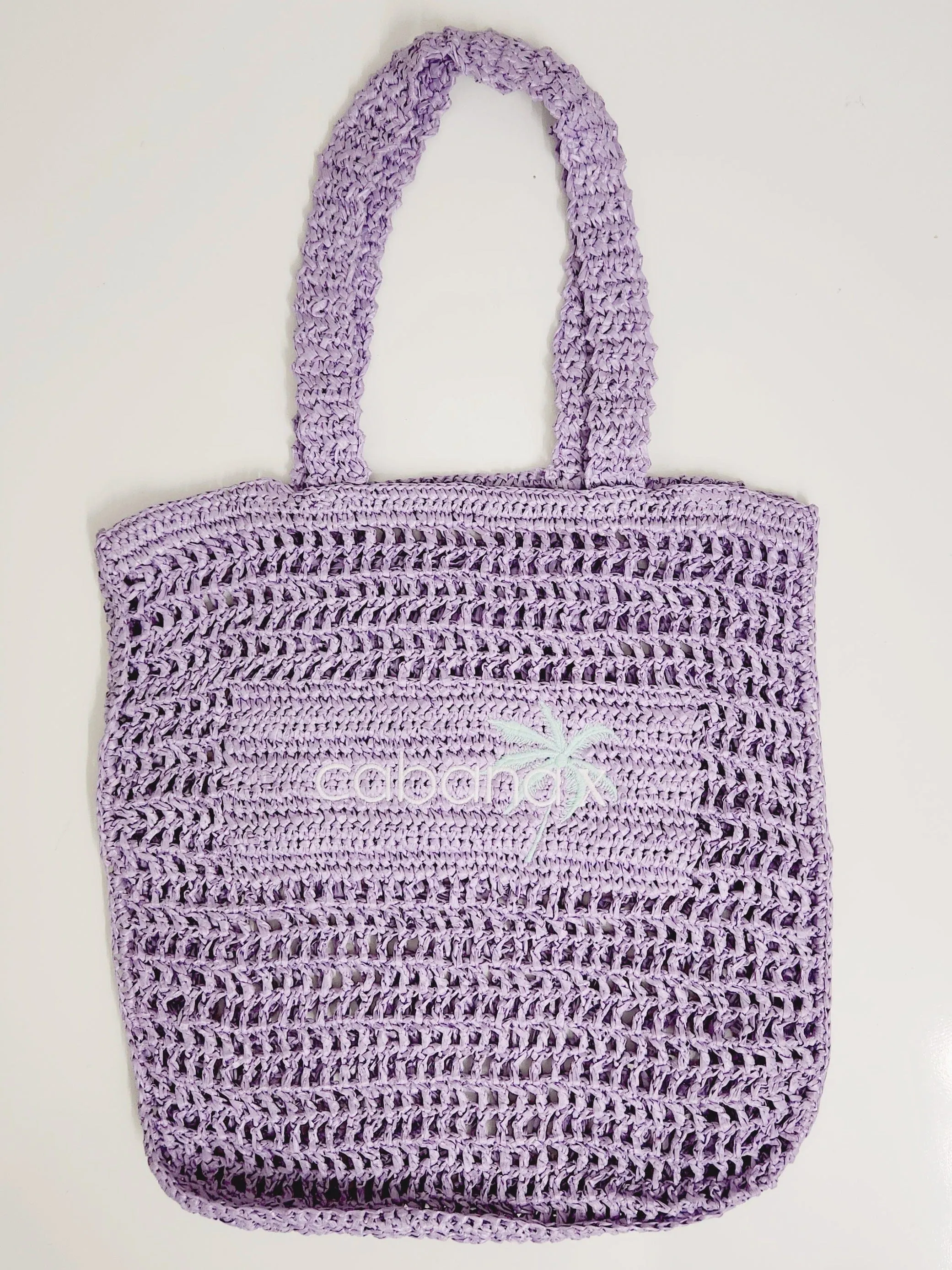 Lavender Cabana Embroidered Crochet Tote Beach Bag
