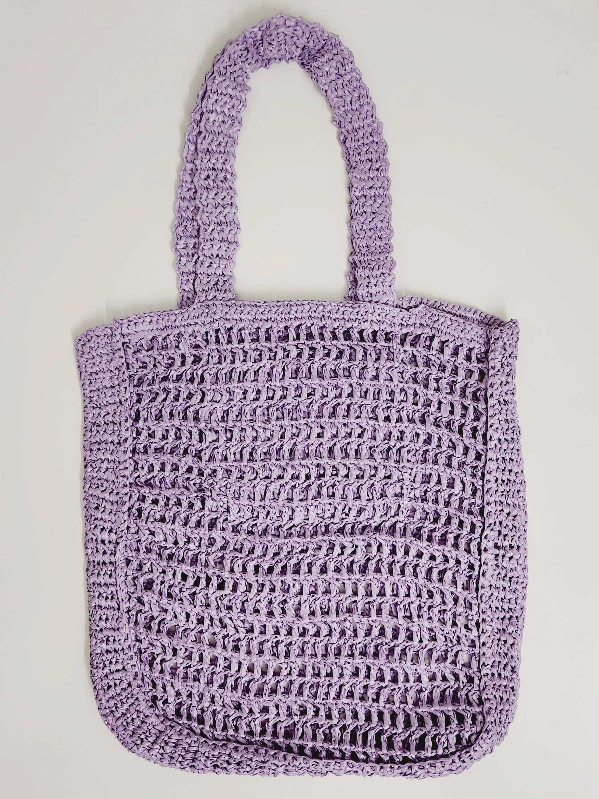 Lavender Cabana Embroidered Crochet Tote Beach Bag