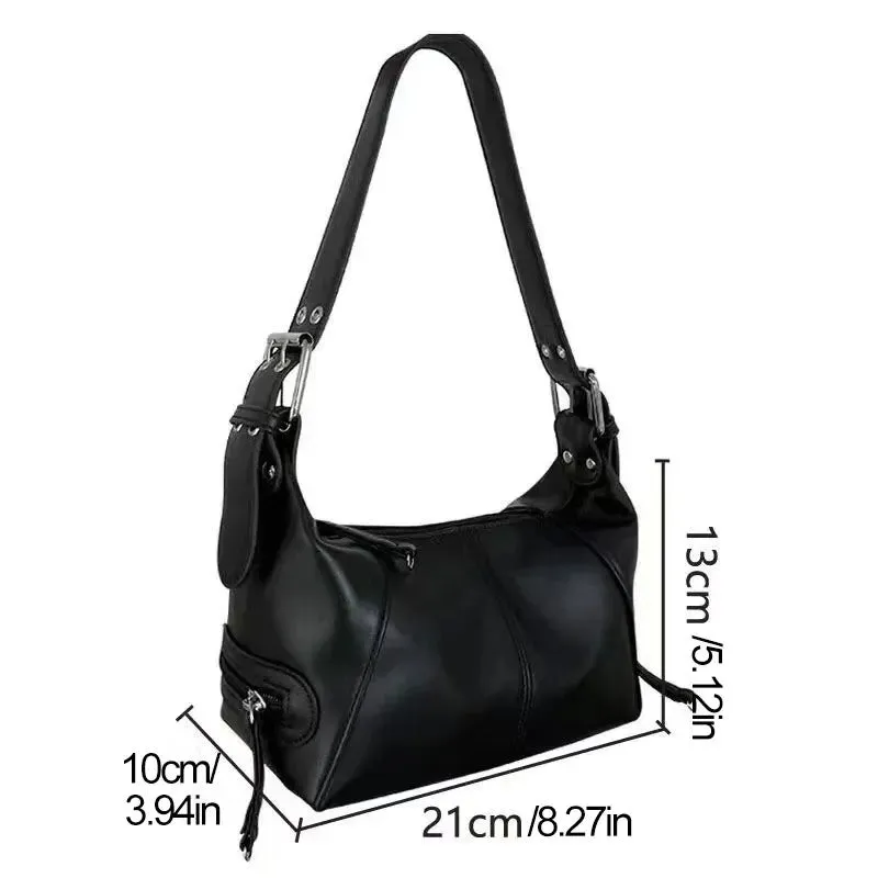Lightweight Buckle and Zipper Decor Small Shoulder Bag