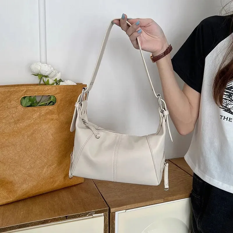 Lightweight Buckle and Zipper Decor Small Shoulder Bag