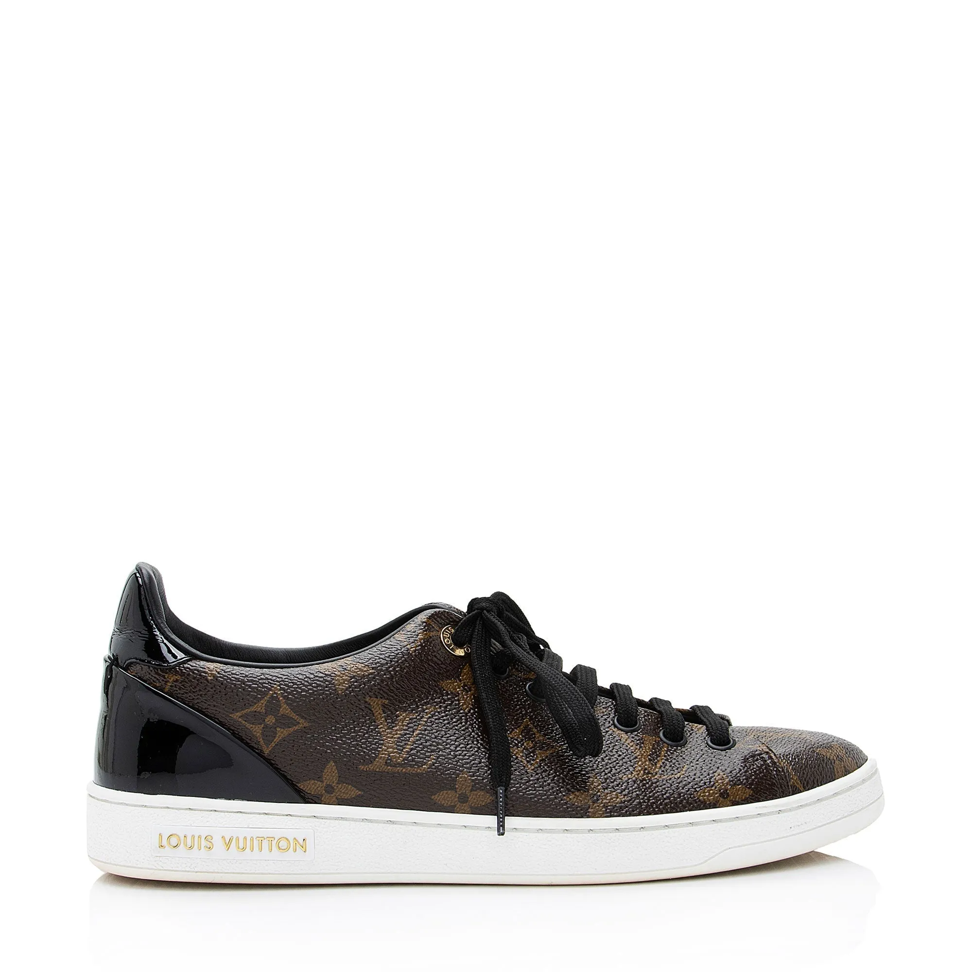 Louis Vuitton Monogram Canvas Patent Leather Front Row Sneakers - Size 8.5 / 38.5 (SHF-xaOyH3)