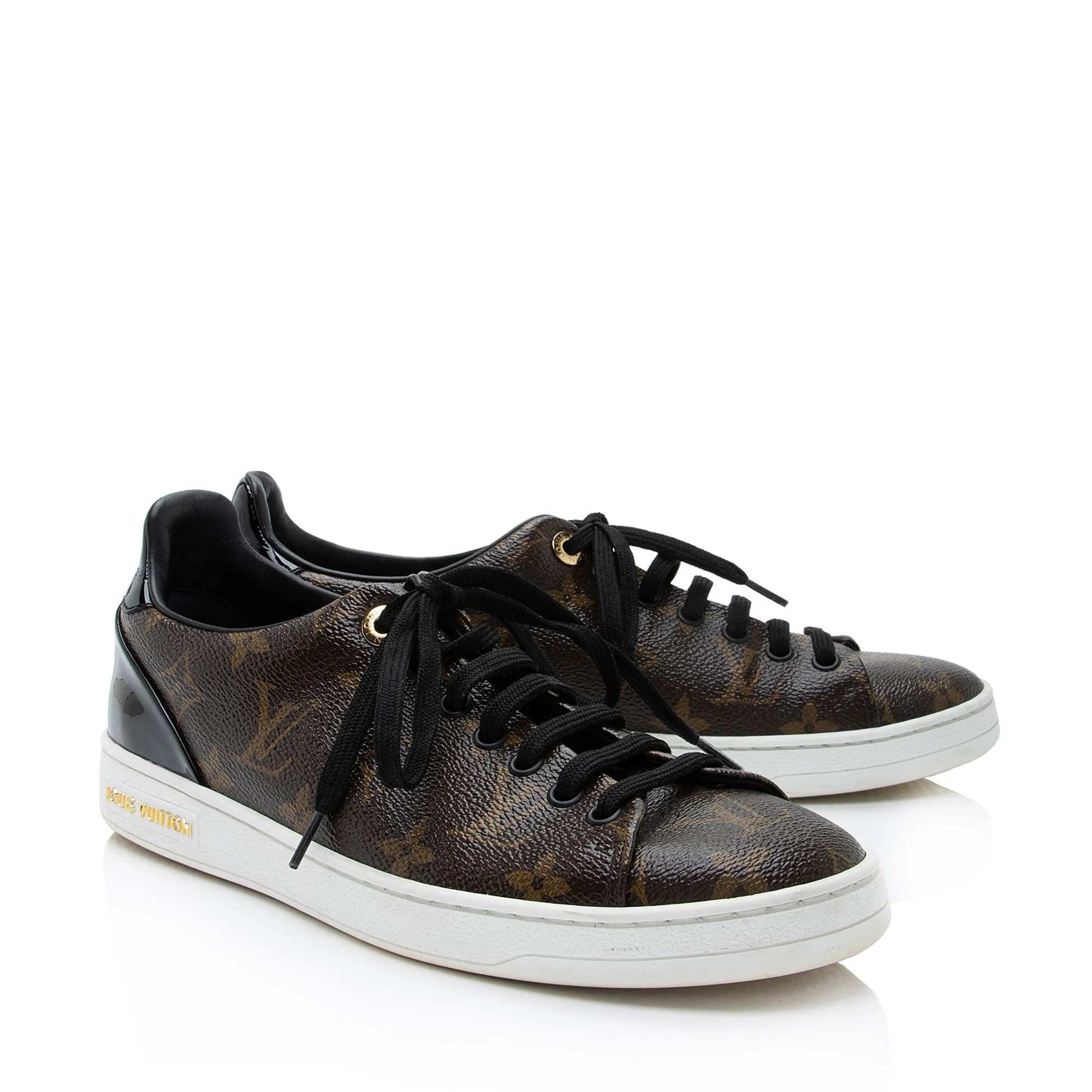Louis Vuitton Monogram Canvas Patent Leather Front Row Sneakers - Size 8.5 / 38.5 (SHF-xaOyH3)