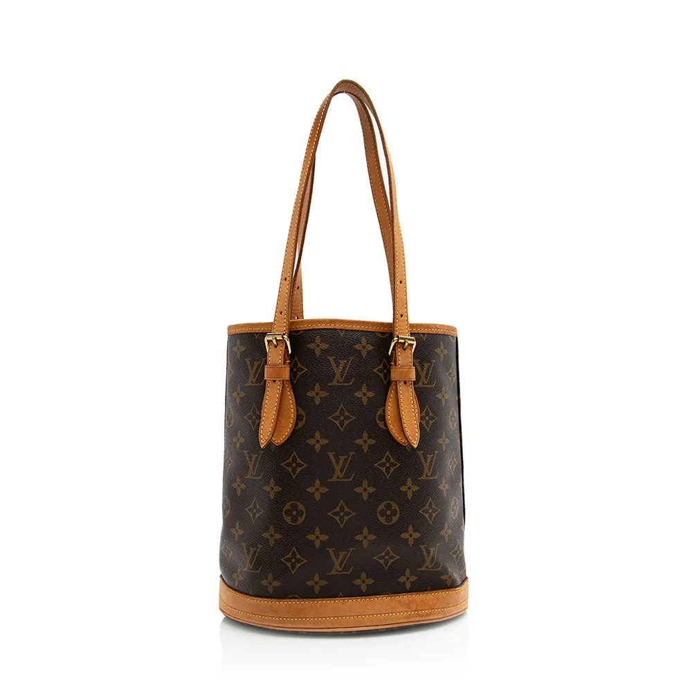 Louis Vuitton Monogram Canvas Petit Bucket Tote (SHF-21305)