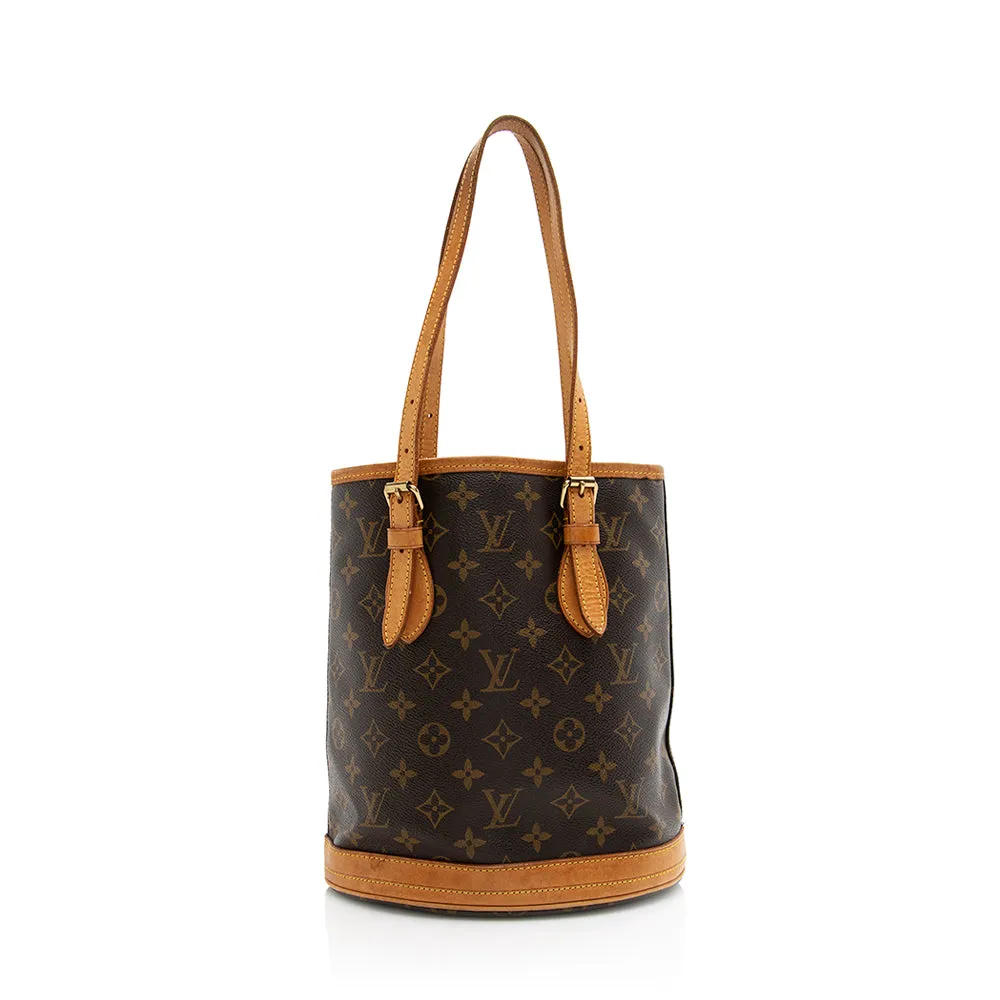 Louis Vuitton Monogram Canvas Petit Bucket Tote (SHF-21305)