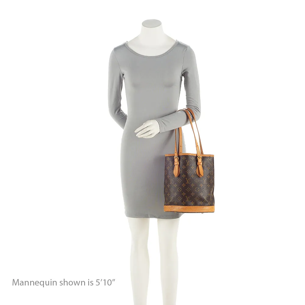 Louis Vuitton Monogram Canvas Petit Bucket Tote (SHF-21305)