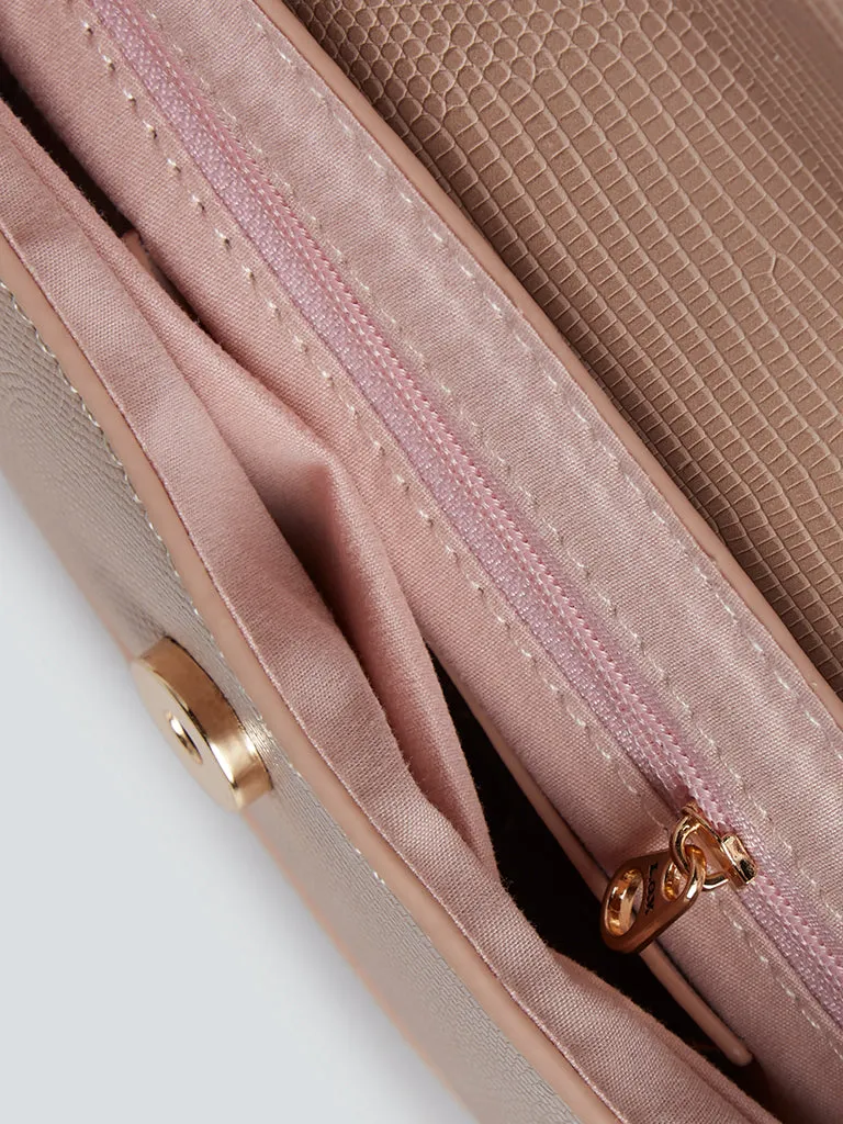 LOV Dusty Pink Crocodile Pattern Sling Bag