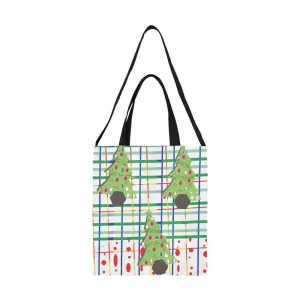 Miniaday Designs Christmas Red Stripes and Trees Canvas Tote Bag/Medium