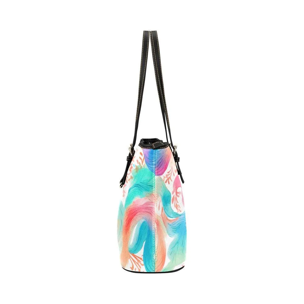 Miniaday Designs PInk Paisley PU Leather Handbag/ Tote Bag (Model 1651) (Big)