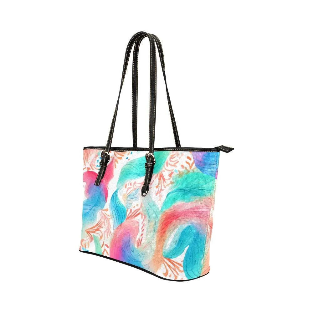 Miniaday Designs PInk Paisley PU Leather Handbag/ Tote Bag (Model 1651) (Big)