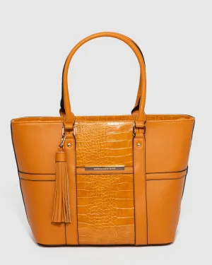 Mustard Rabiah Tassel Tote Bag