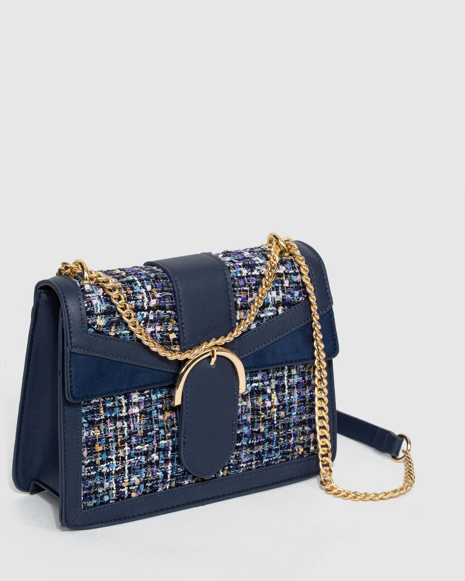 Navy Blue Small Panel Crossbody Bag
