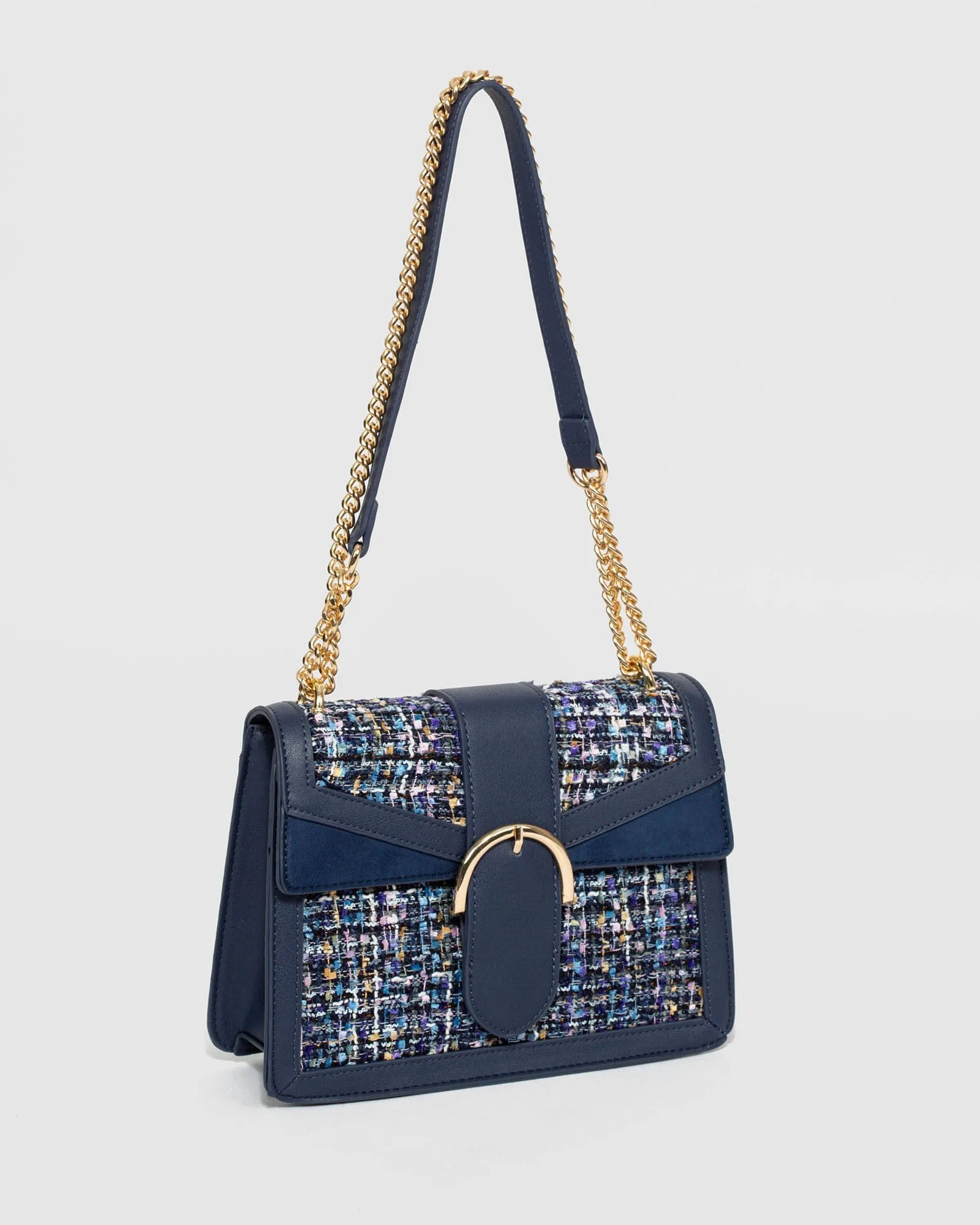 Navy Blue Small Panel Crossbody Bag