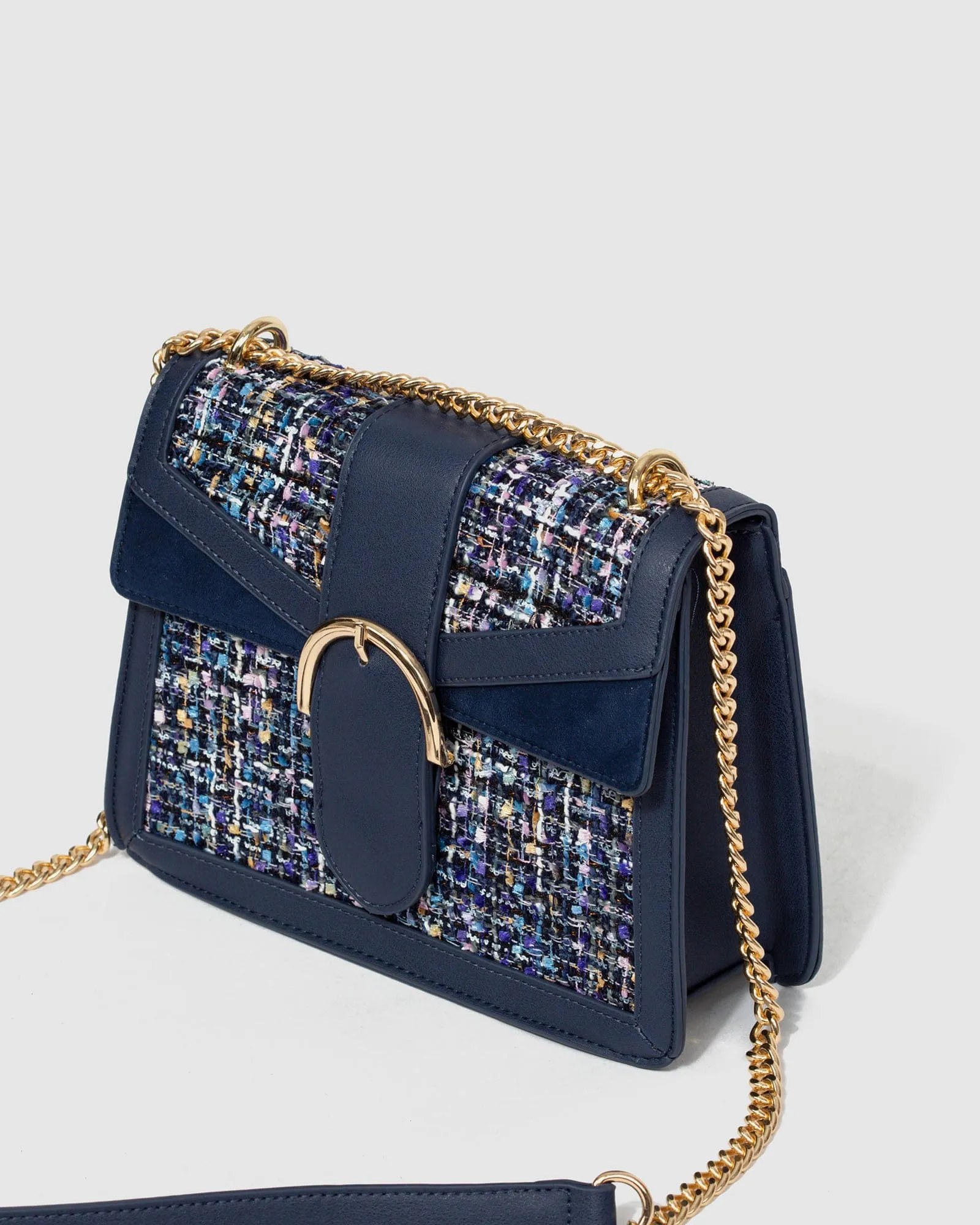 Navy Blue Small Panel Crossbody Bag