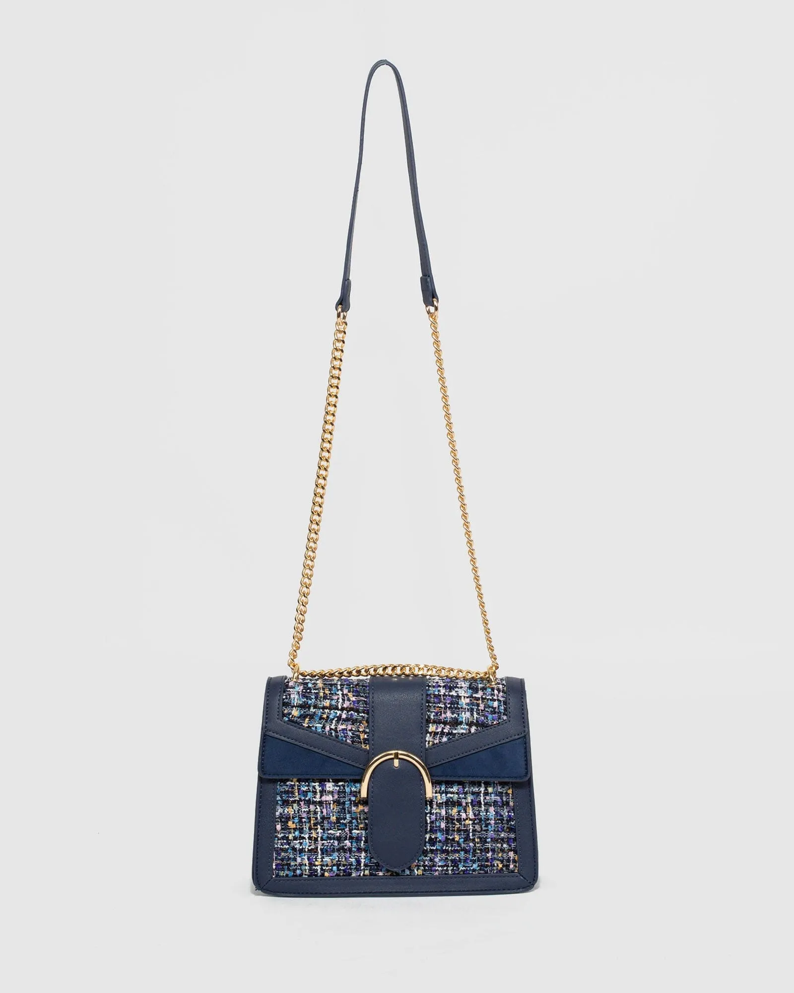 Navy Blue Small Panel Crossbody Bag