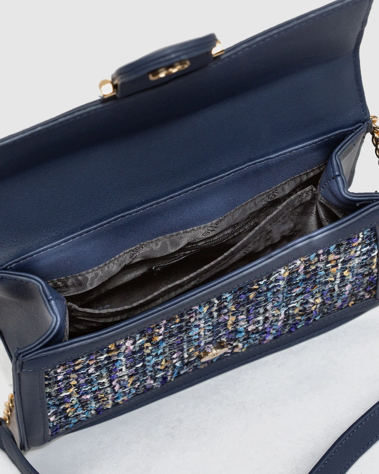 Navy Blue Small Panel Crossbody Bag