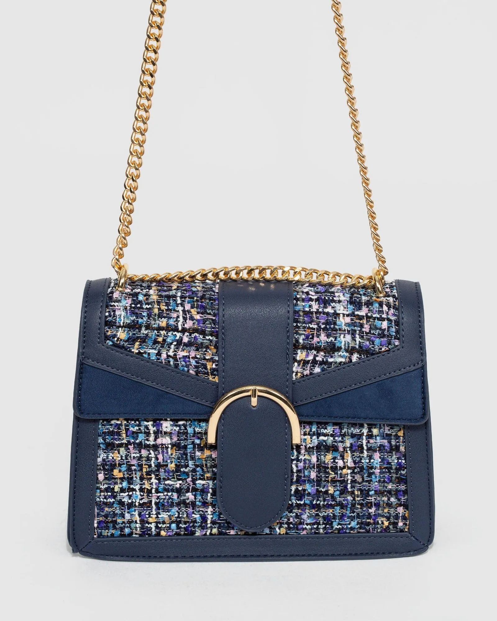 Navy Blue Small Panel Crossbody Bag