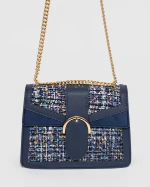 Navy Blue Small Panel Crossbody Bag