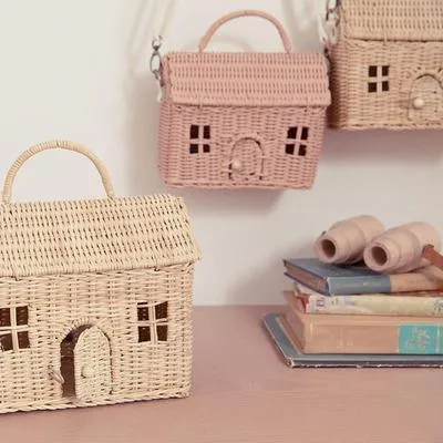 olli ella rattan casa clutch, straw