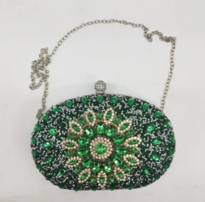 Oval gem Clutch bags