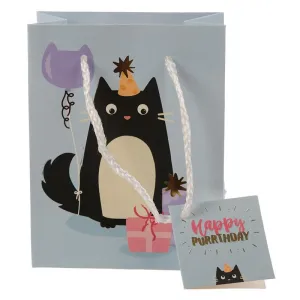 Pack of 6 - Feline Fine Cat Party Gift Bags 14 x 6 x 11cm (Pk6) - Happy Purrthday!