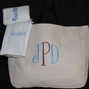 Personalized Baby Diaper Bag Set Blue and Brown