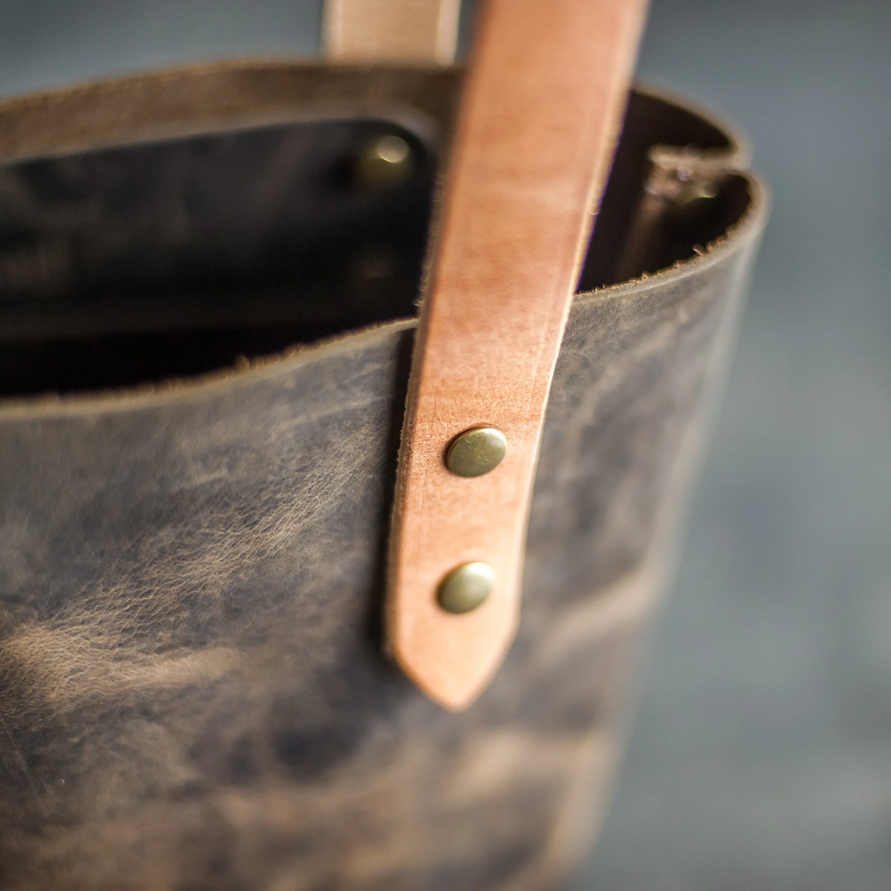 Personalized Leather Strap Closure Tote Bag